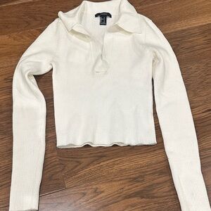 Forever 21 collared ribbed sweater. Ivory. Small